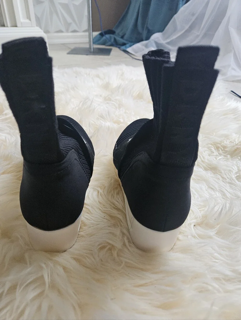 DKNY Black Slip-On Sock Sneakers with White Logo